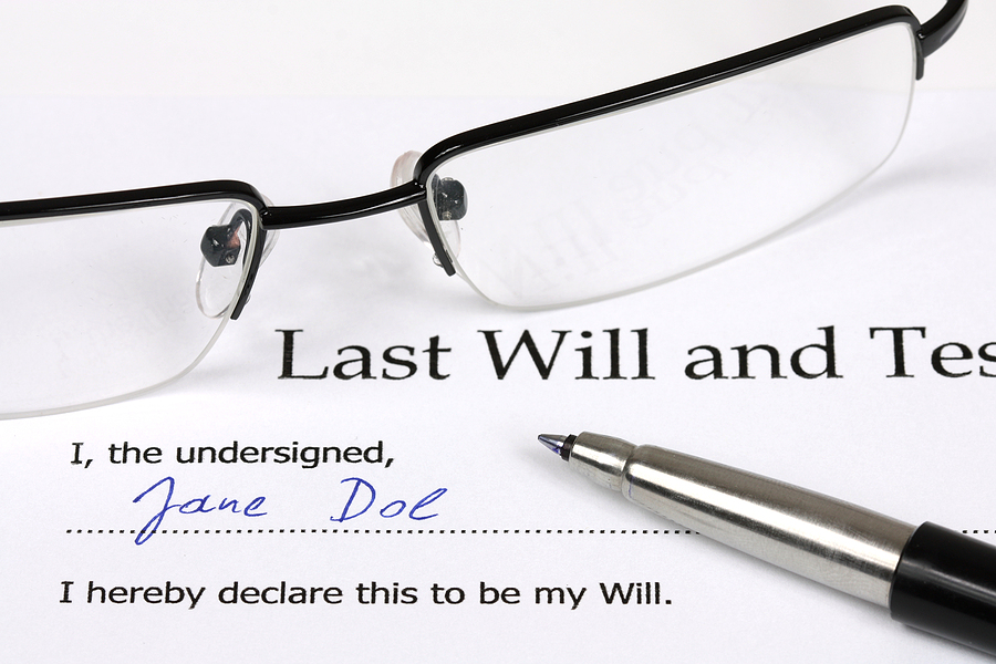 Last Will and Testament with a fictional name and signature.