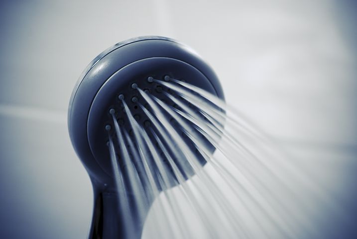 Hot water flowing from the shower
